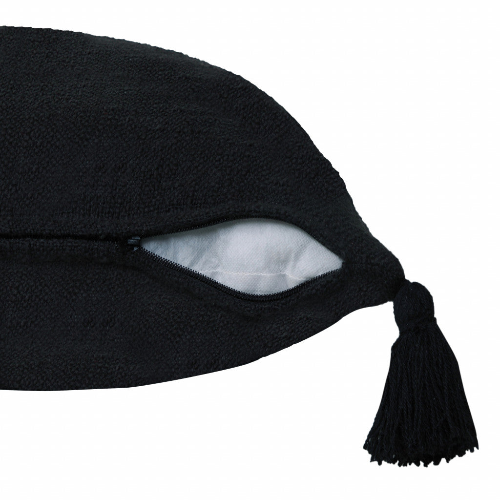 14" X 36" Jet Black 100% Cotton Zippered Pillow