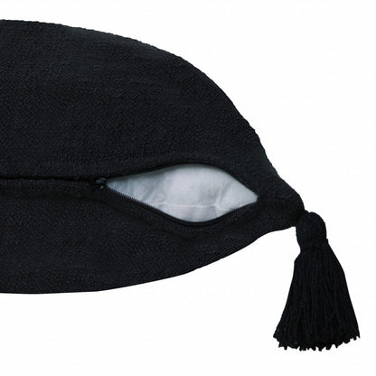 14" X 36" Jet Black 100% Cotton Zippered Pillow