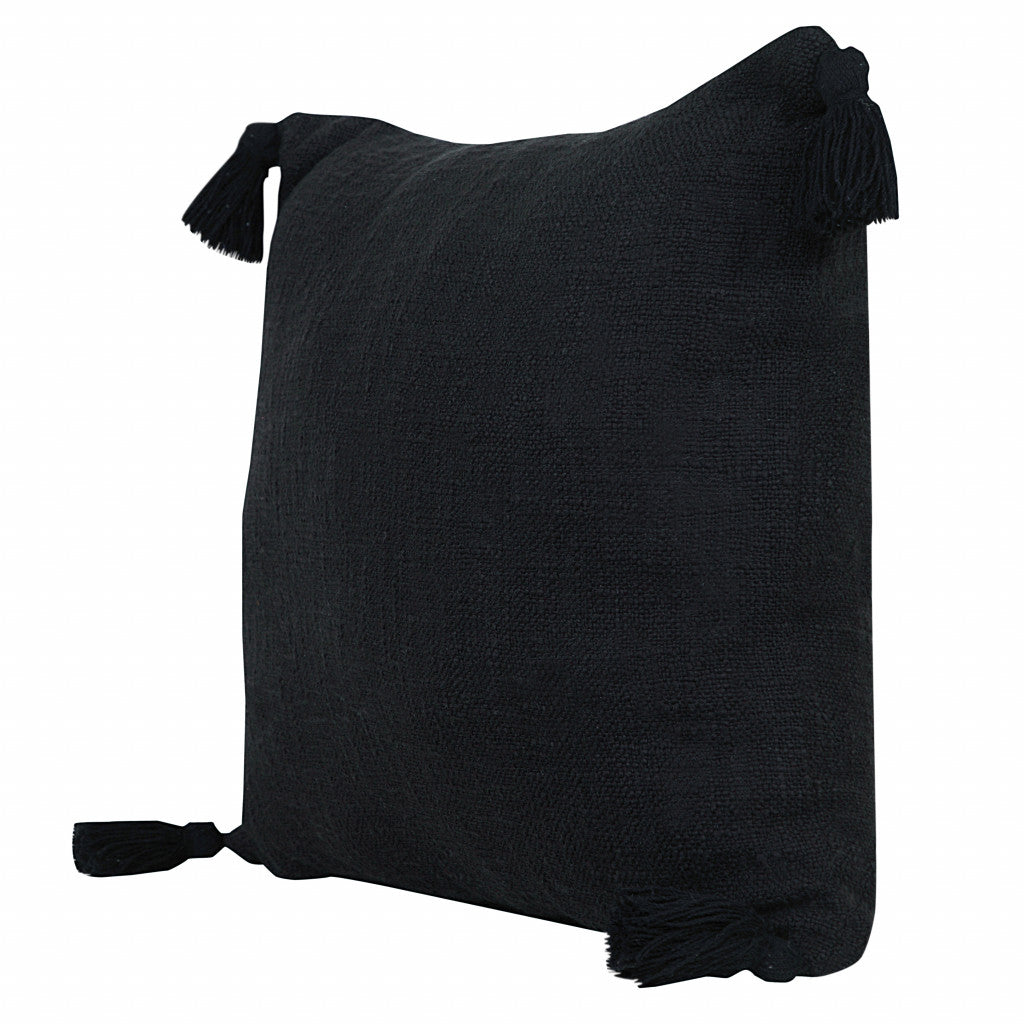 14" X 36" Jet Black 100% Cotton Zippered Pillow