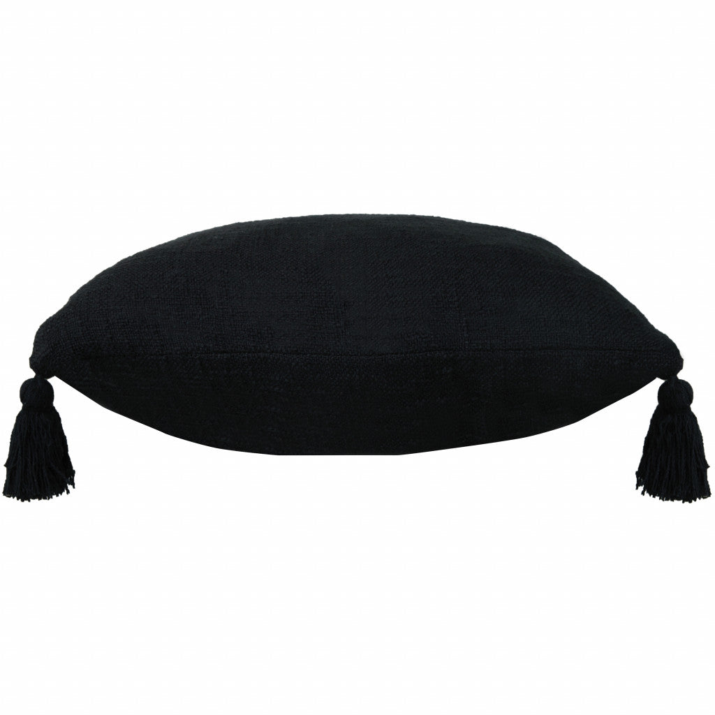 14" X 36" Jet Black 100% Cotton Zippered Pillow