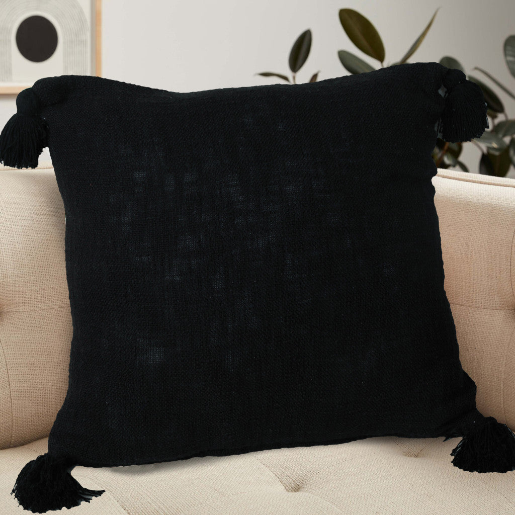 14" X 36" Jet Black 100% Cotton Zippered Pillow