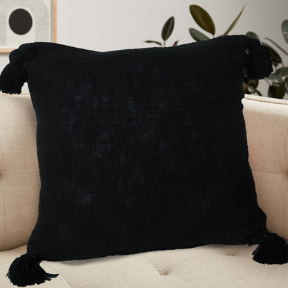 14" X 36" Jet Black 100% Cotton Zippered Pillow