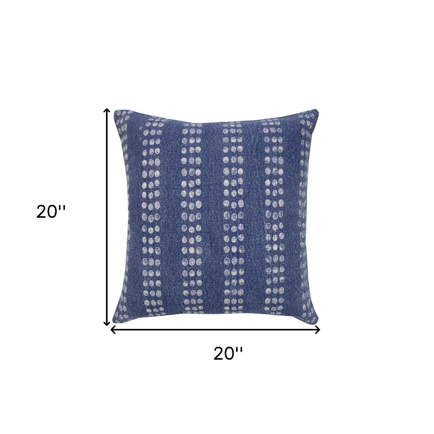 20" X 20" Green And White 100% Cotton Striped Zippered Pillow