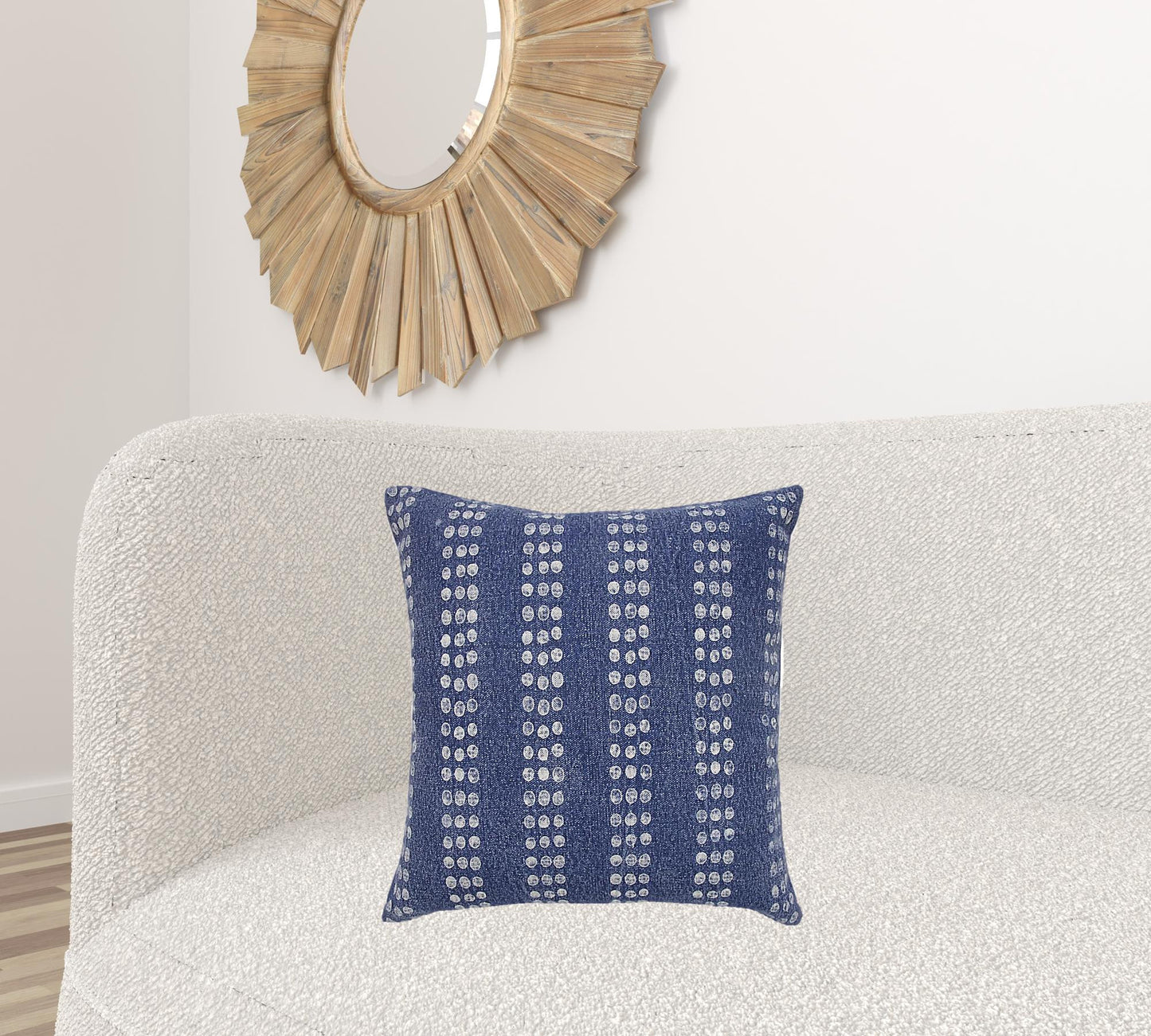 20" X 20" Green And White 100% Cotton Striped Zippered Pillow