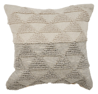14" X 36" Heathered Gray And Off-White 100% Cotton Geometric Zippered Pillow