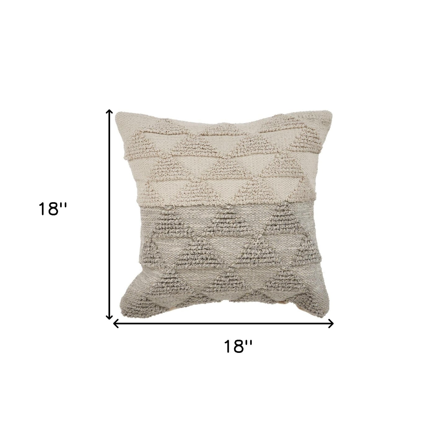 14" X 36" Heathered Gray And Off-White 100% Cotton Geometric Zippered Pillow