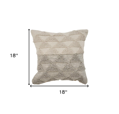 14" X 36" Heathered Gray And Off-White 100% Cotton Geometric Zippered Pillow