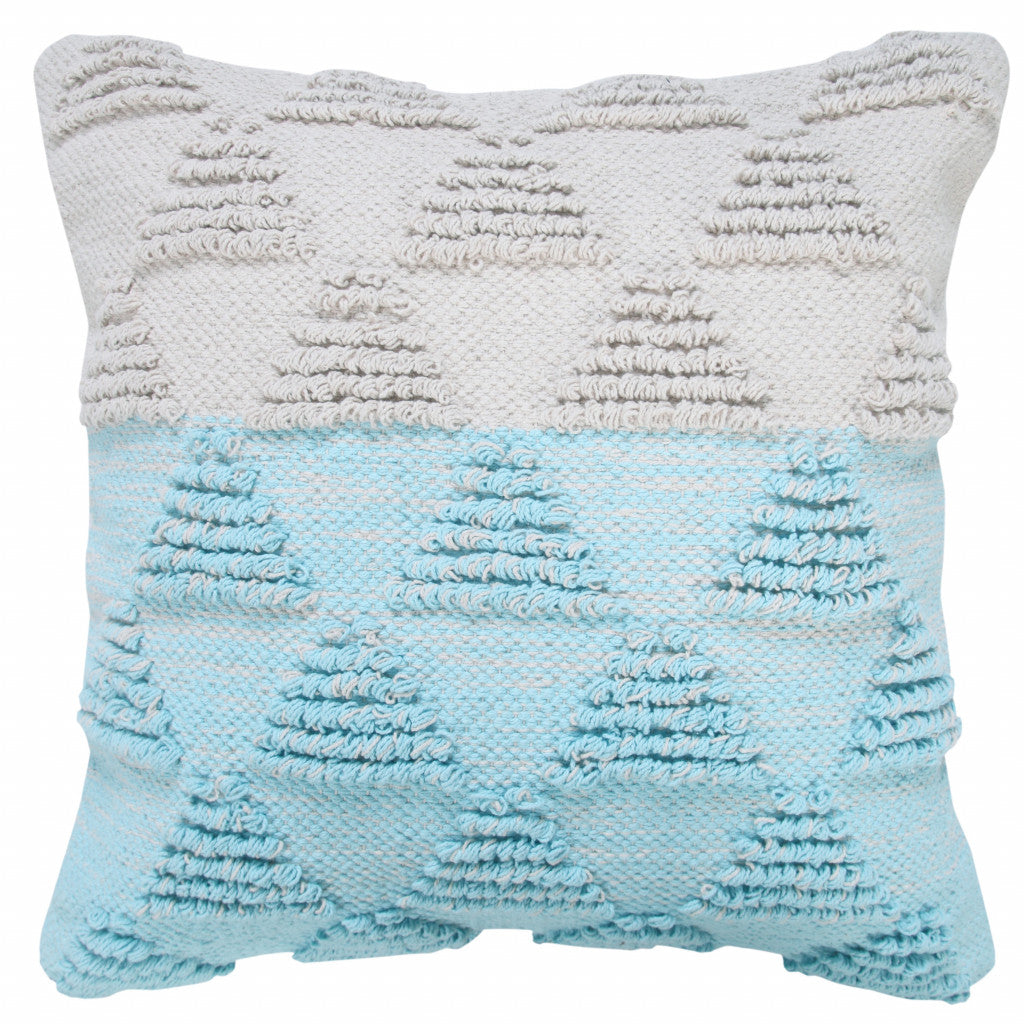 14" X 36" Heathered Gray And Off-White 100% Cotton Geometric Zippered Pillow
