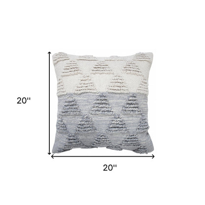 14" X 36" Heathered Gray And Off-White 100% Cotton Geometric Zippered Pillow