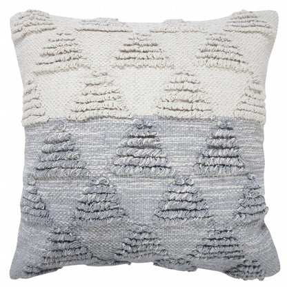 14" X 36" Heathered Gray And Off-White 100% Cotton Geometric Zippered Pillow
