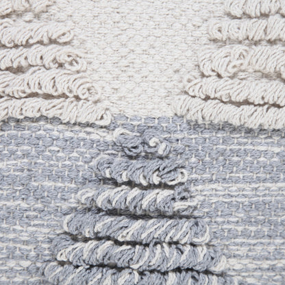 14" X 36" Heathered Gray And Off-White 100% Cotton Geometric Zippered Pillow