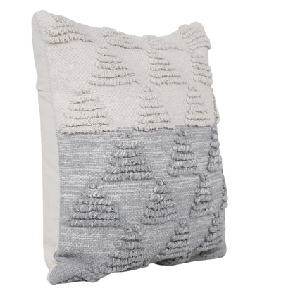14" X 36" Heathered Gray And Off-White 100% Cotton Geometric Zippered Pillow