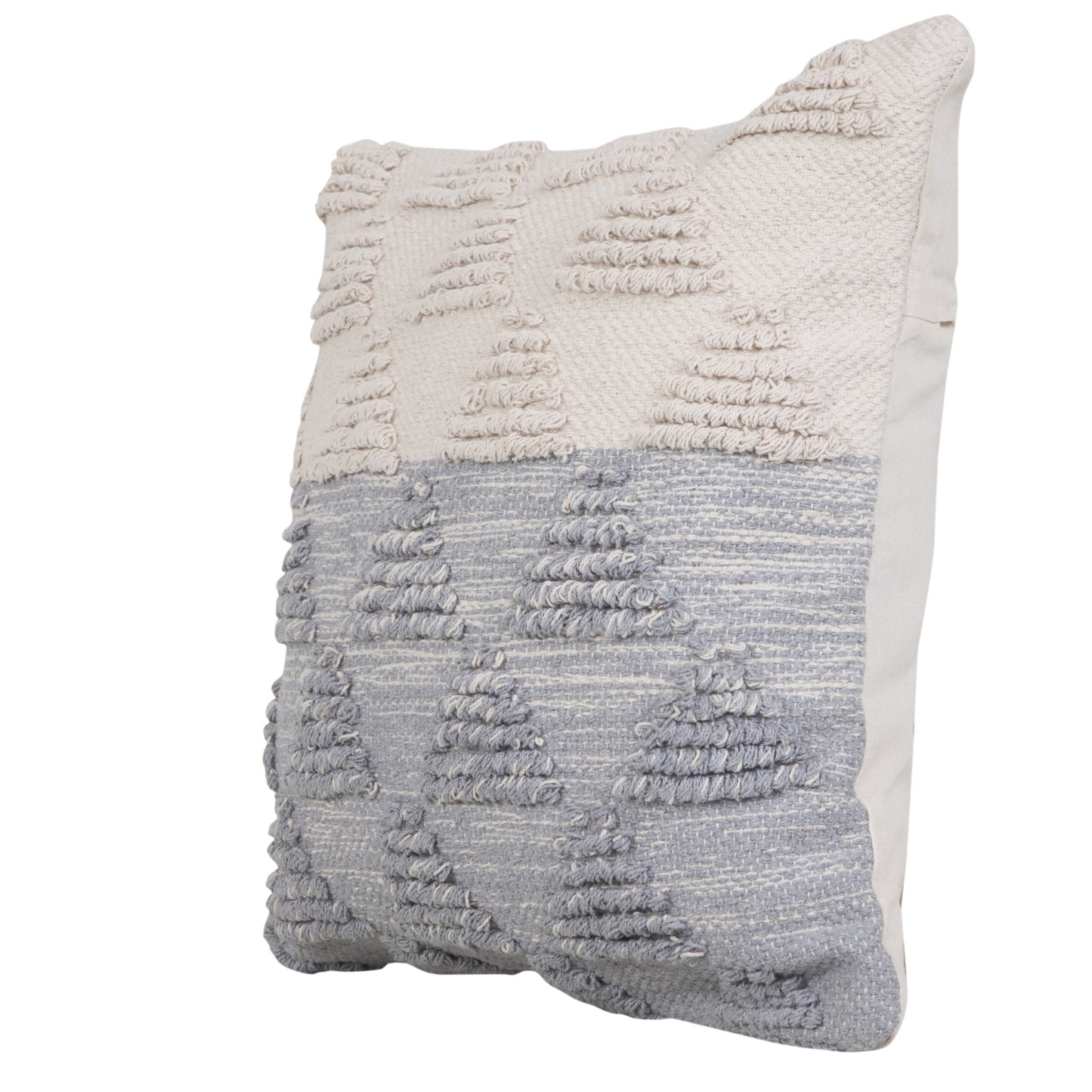 14" X 36" Heathered Gray And Off-White 100% Cotton Geometric Zippered Pillow