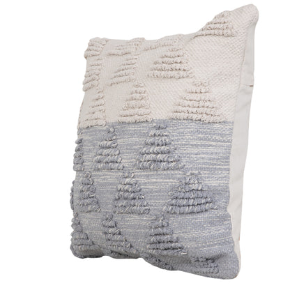 14" X 36" Heathered Gray And Off-White 100% Cotton Geometric Zippered Pillow