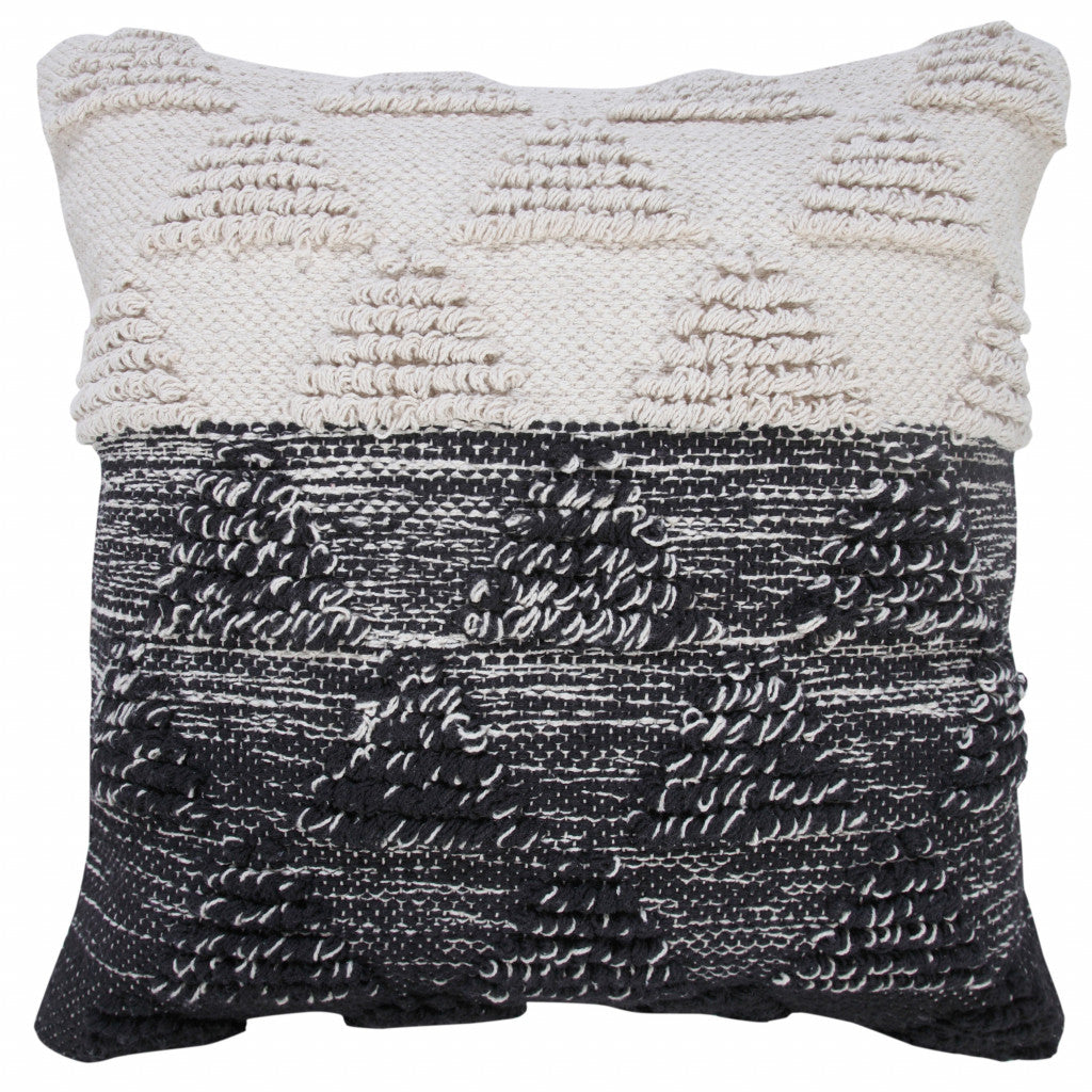 14" X 36" Heathered Gray And Off-White 100% Cotton Geometric Zippered Pillow