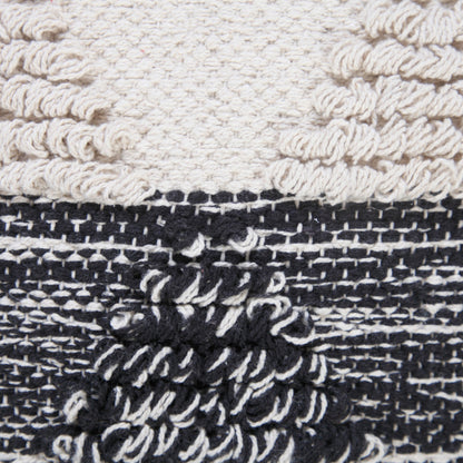 14" X 36" Heathered Gray And Off-White 100% Cotton Geometric Zippered Pillow