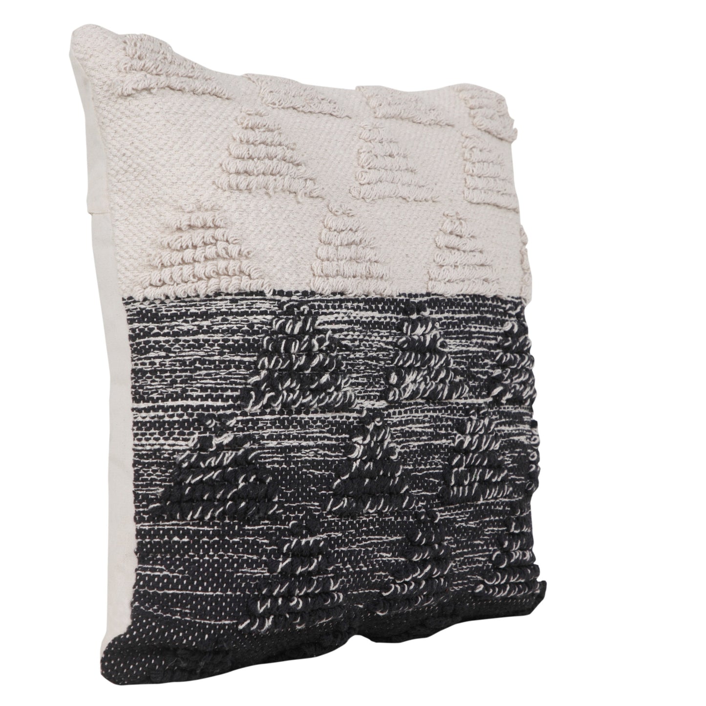 14" X 36" Heathered Gray And Off-White 100% Cotton Geometric Zippered Pillow