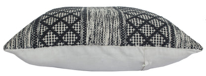 20" X 20" Gray And Black 100% Cotton Geometric Zippered Pillow