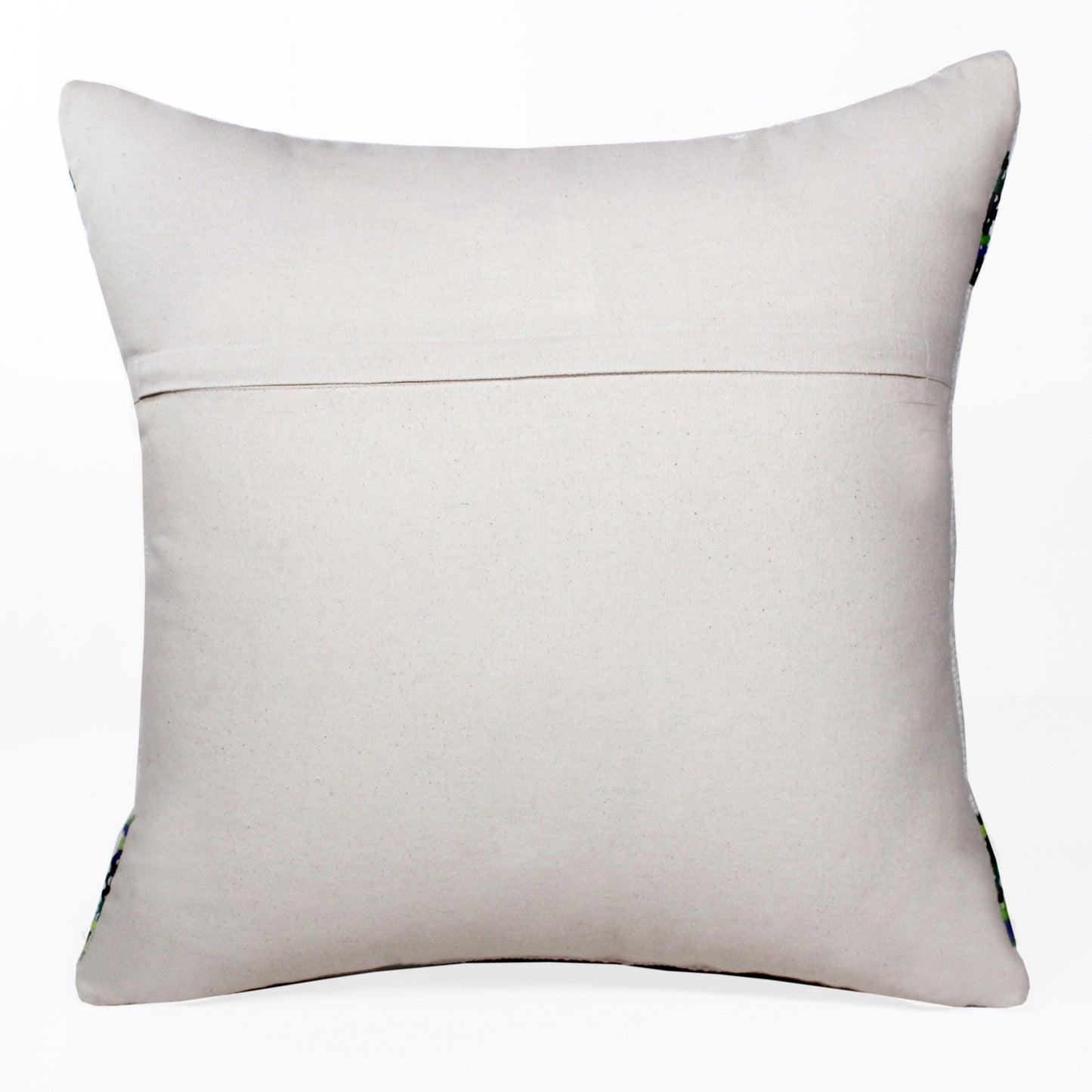20" X 20" Green White And Blue 100% Cotton Geometric Zippered Pillow