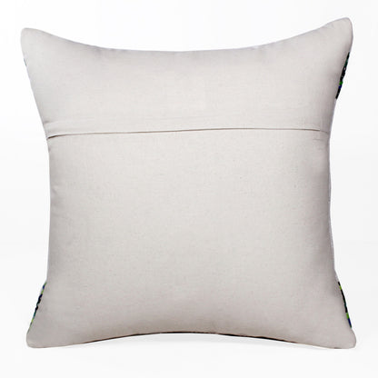 20" X 20" Green White And Blue 100% Cotton Geometric Zippered Pillow