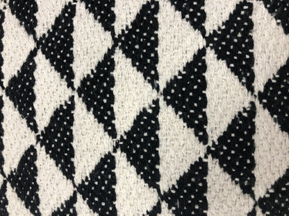 22" X 22" Black And White 100% Cotton Geometric Zippered Pillow