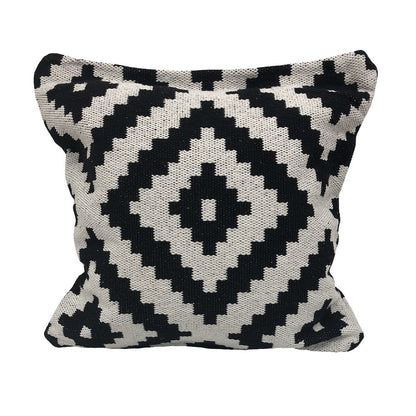 24" X 24" Black and White Geometric Cotton Zippered Pillow