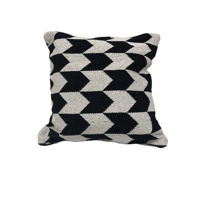 24" X 24" Black and White Geometric Cotton Zippered Pillow