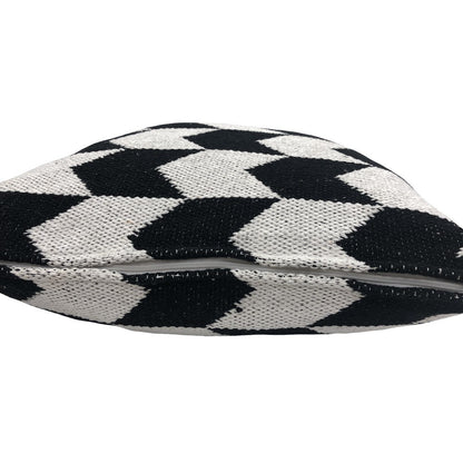 24" X 24" Black and White Geometric Cotton Zippered Pillow