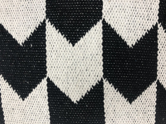 24" X 24" Black and White Geometric Cotton Zippered Pillow