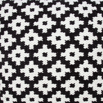 20" X 20" Orange And White 100% Cotton Geometric Zippered Pillow