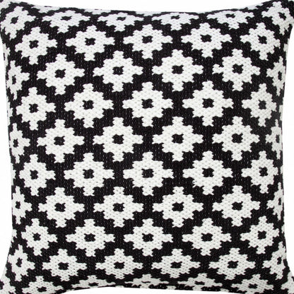 20" X 20" Orange And White 100% Cotton Geometric Zippered Pillow