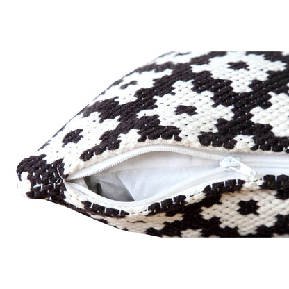 20" X 20" Orange And White 100% Cotton Geometric Zippered Pillow