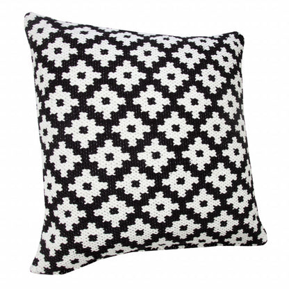 20" X 20" Orange And White 100% Cotton Geometric Zippered Pillow