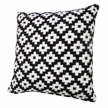 20" X 20" Orange And White 100% Cotton Geometric Zippered Pillow