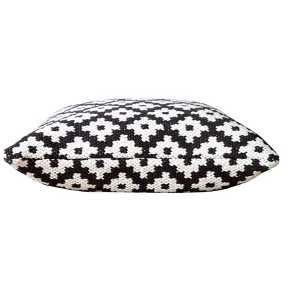 20" X 20" Orange And White 100% Cotton Geometric Zippered Pillow