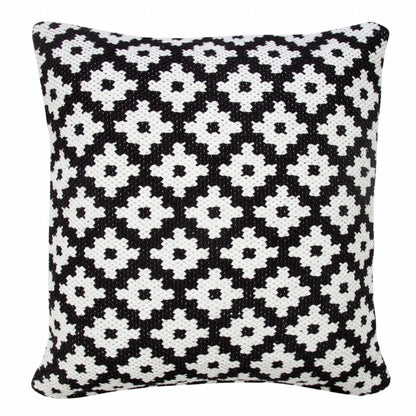 20" X 20" Orange And White 100% Cotton Geometric Zippered Pillow
