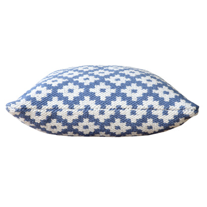 20" X 20" Orange And White 100% Cotton Geometric Zippered Pillow