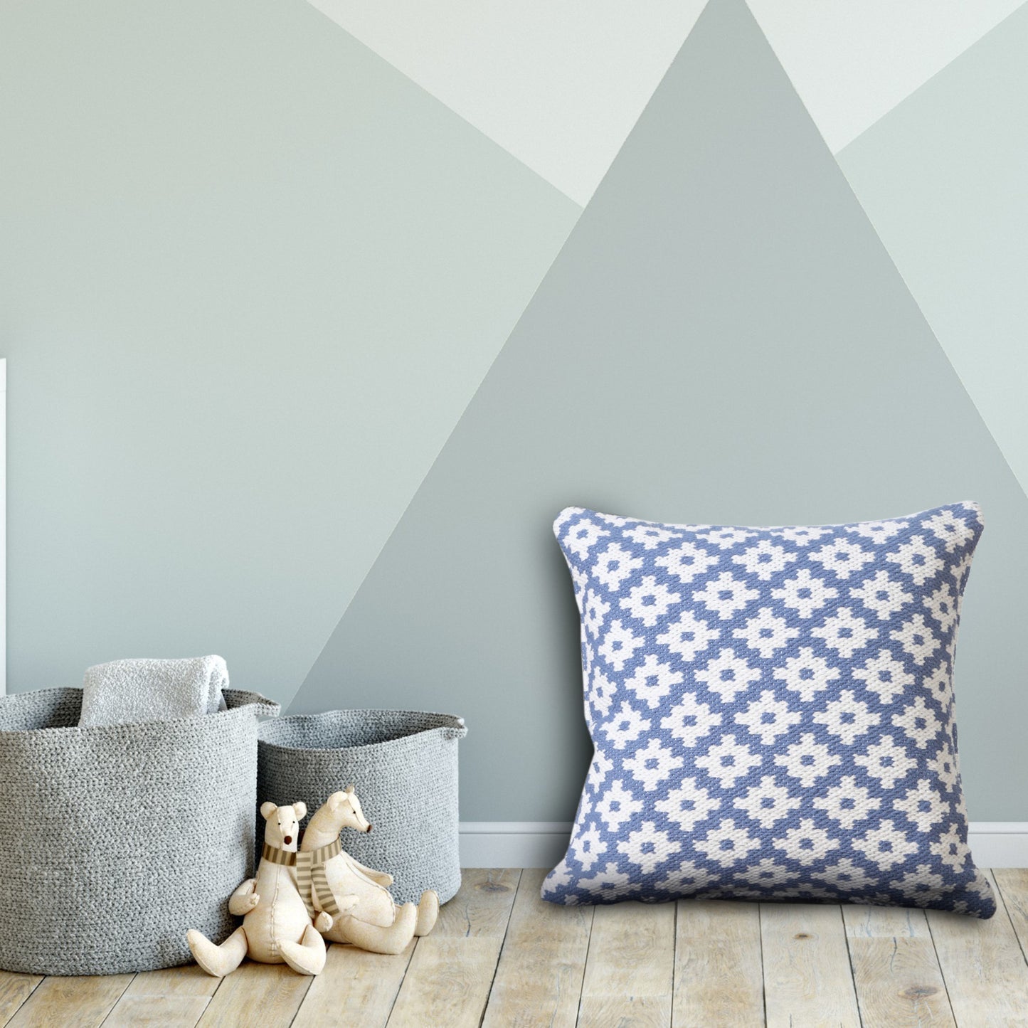 20" X 20" Orange And White 100% Cotton Geometric Zippered Pillow