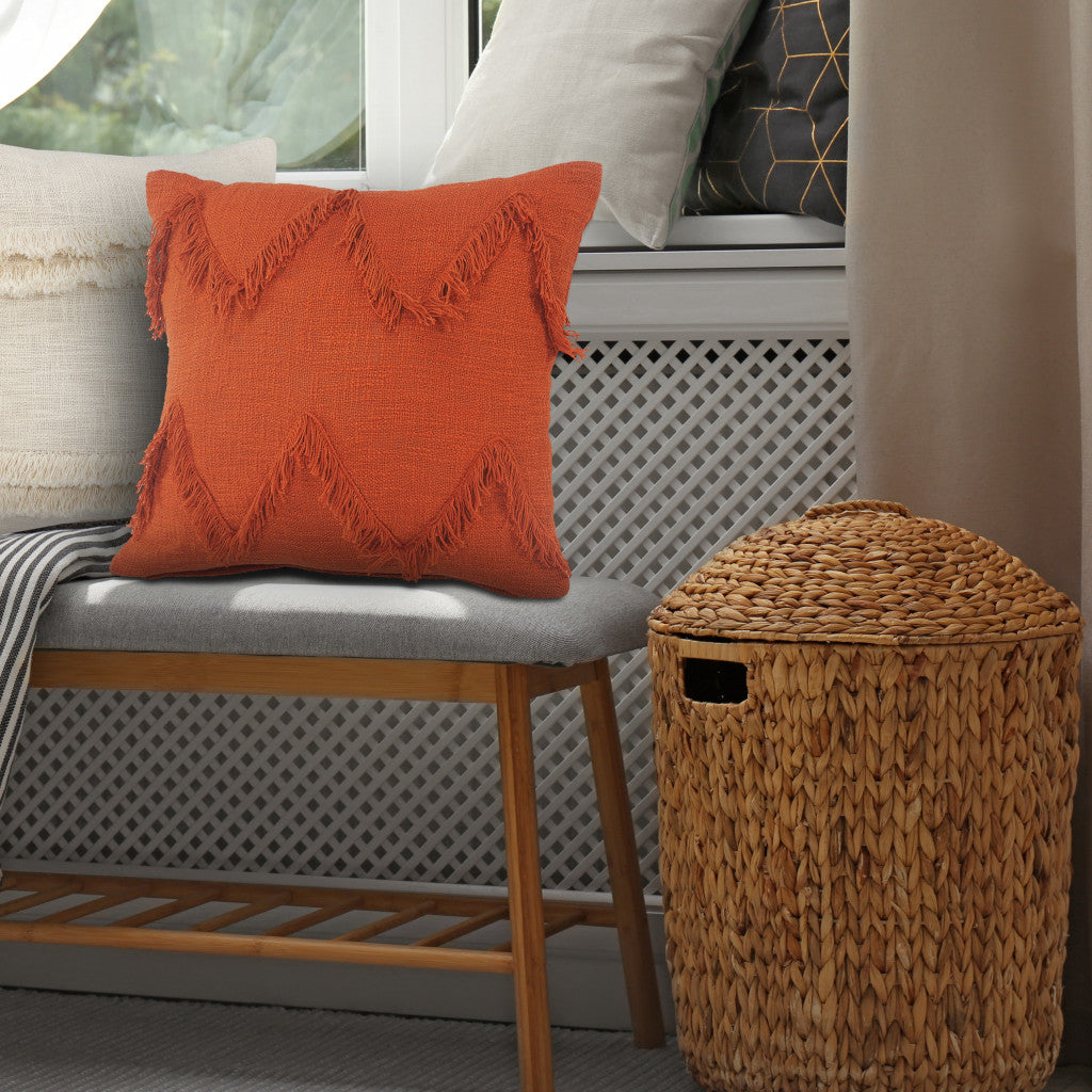 14" X 36" Orange 100% Cotton Zippered Pillow