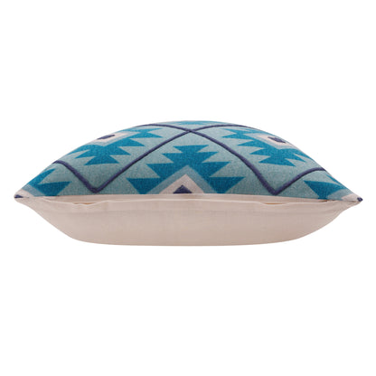 20" X 20" Blue 100% Cotton Geometric Zippered Pillow