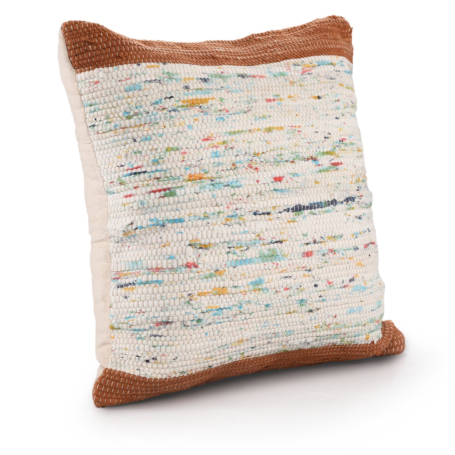 20" X 20" Blue And Off-White 100% Cotton Abstract Zippered Pillow