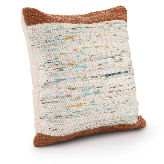 20" X 20" Blue And Off-White 100% Cotton Abstract Zippered Pillow