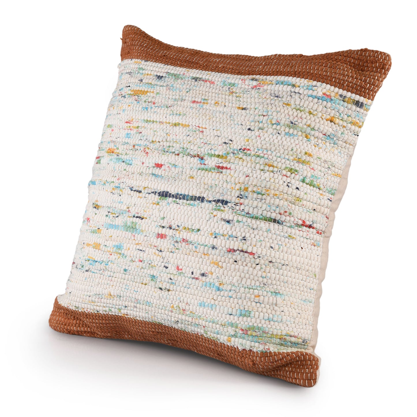 20" X 20" Blue And Off-White 100% Cotton Abstract Zippered Pillow