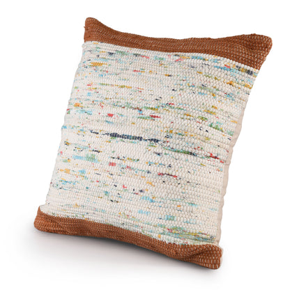 20" X 20" Blue And Off-White 100% Cotton Abstract Zippered Pillow