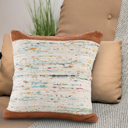 20" X 20" Blue And Off-White 100% Cotton Abstract Zippered Pillow