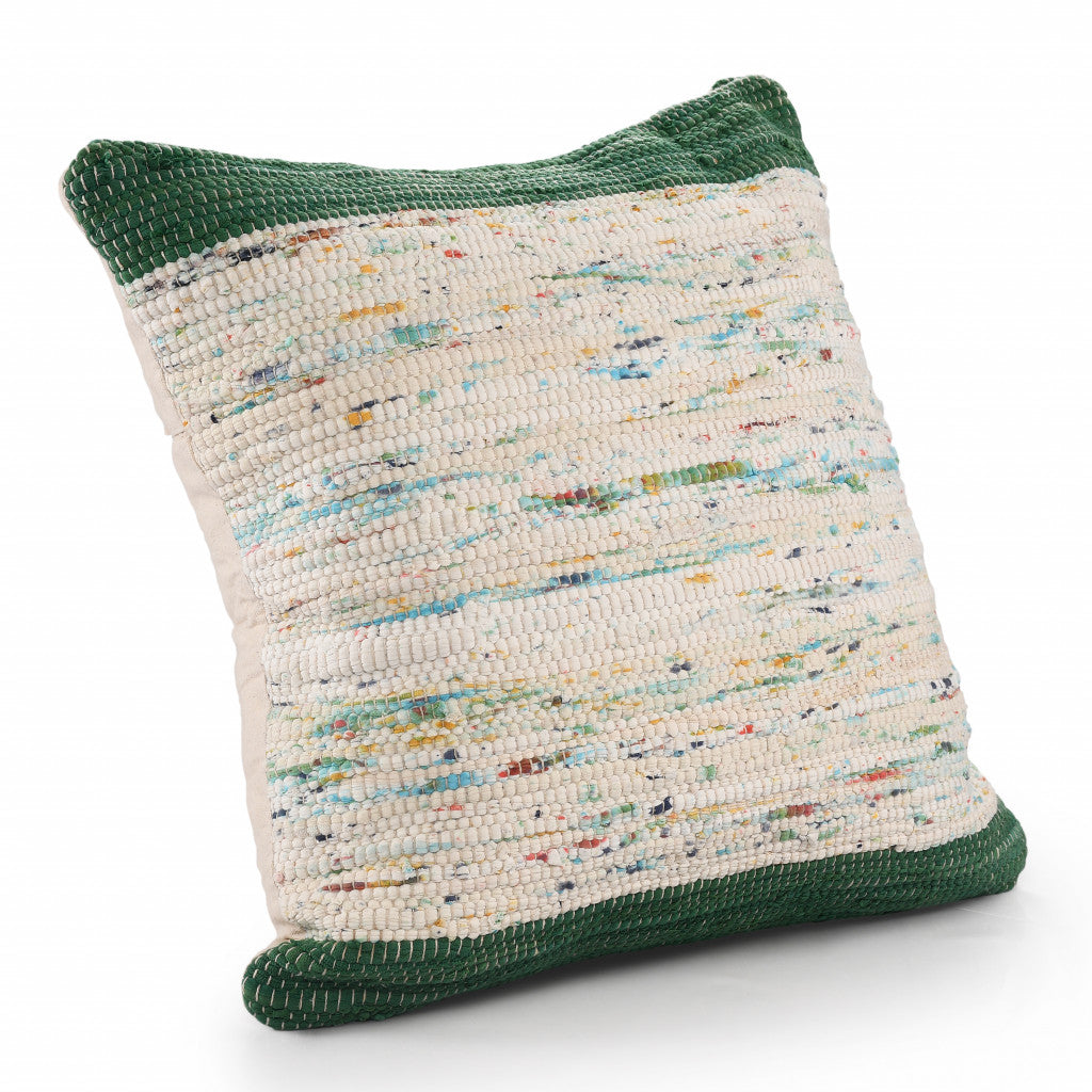 20" X 20" Blue And Off-White 100% Cotton Abstract Zippered Pillow