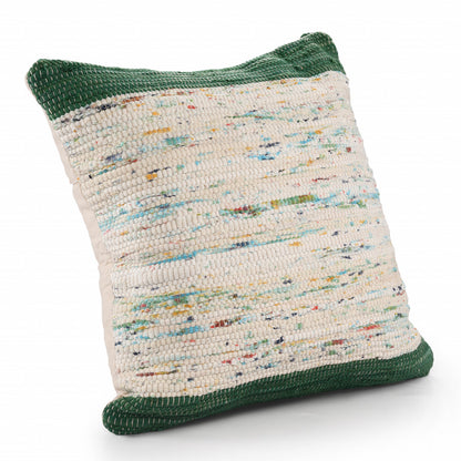 20" X 20" Blue And Off-White 100% Cotton Abstract Zippered Pillow