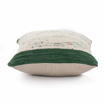 20" X 20" Blue And Off-White 100% Cotton Abstract Zippered Pillow