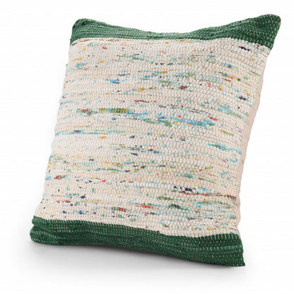 20" X 20" Blue And Off-White 100% Cotton Abstract Zippered Pillow