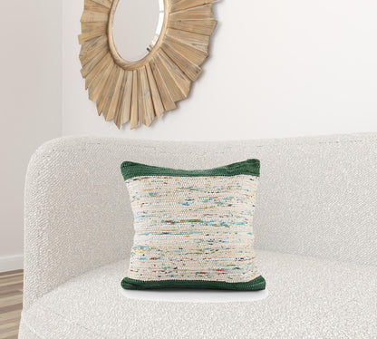 20" X 20" Blue And Off-White 100% Cotton Abstract Zippered Pillow